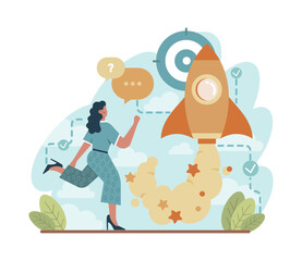 Rocket launch concept. Business start up or succesful project progress