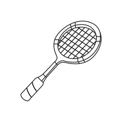 Badminton racket line icon vector