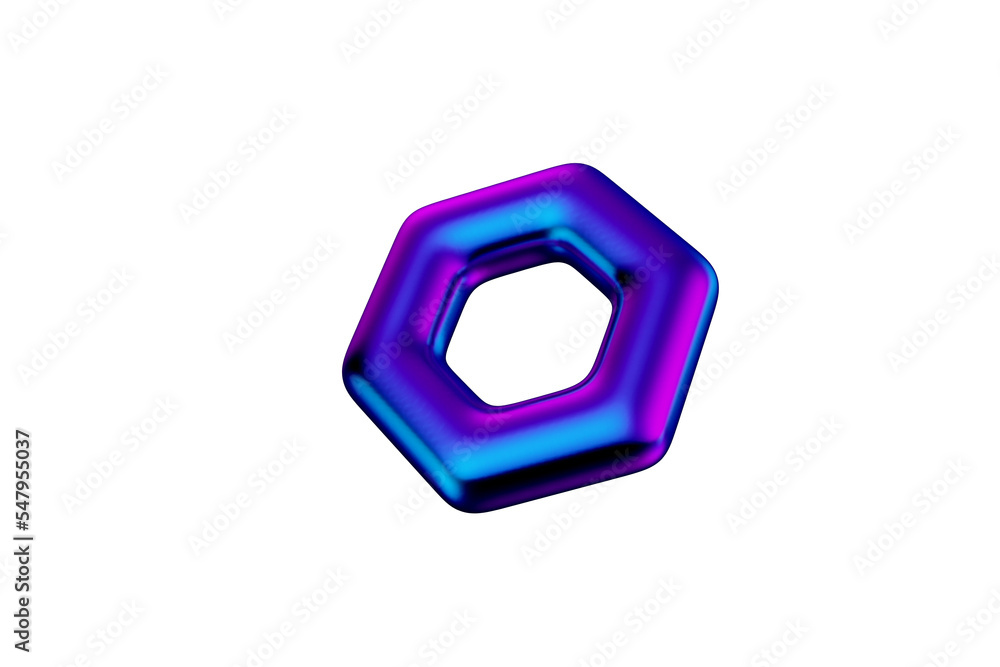 Poster abstract gradient polyhedron 3d render.