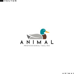 Obraz premium Hunting logo. Isolated duck on white background