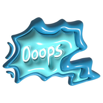 3d Speech Bubble with oops text. Chat icon. Communication concept