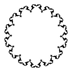 Round decorative pattern for the design of frames and banners. Texture chain in a round frame. The outline of the circle's border clings to a black-and-white silhouette highlighted in the background.