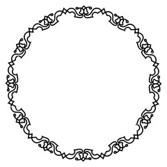 Vintage round frame with patterns. Circular frames on a white background. A system of frames for doodles, a circular sign with a monogram.