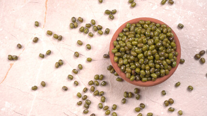 Green Mung Beans Also Know as Mung Dal, Vigna Radiata, Green Beans or Moong Dal isolated on White Background