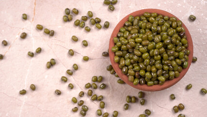 Green Mung Beans Also Know as Mung Dal, Vigna Radiata, Green Beans or Moong Dal isolated on White Background