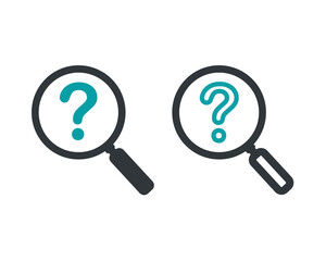 Magnifying glass with question icon. Illustration vector