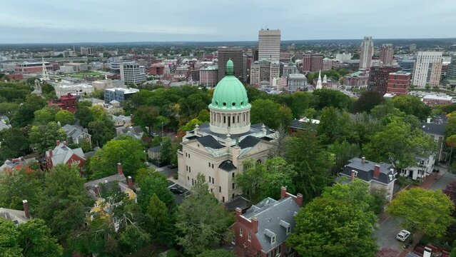 First Church of Christ Scientist aerial orbit in Providence Rhode Island.