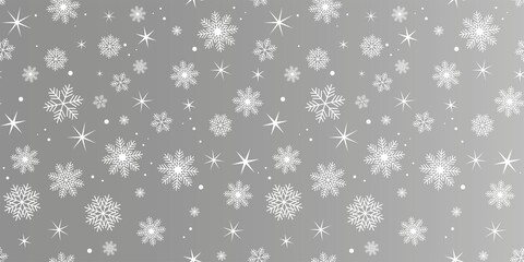 Pattern of white snowflakes on transparent background. Christmas background. PNG image