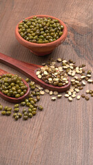 Green Mung Beans Also Know as Mung Dal, Vigna Radiata, Green Beans or Moong Dal isolated on White Background