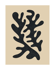 Abstract matisse poster, aesthetic modern art, vector minimalist boho illustration, interior decor, postcard. Decoration, creative art, botanical shapes coral, wallpaper natural, design drawing flower