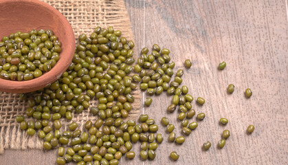 Green Mung Beans Also Know as Mung Dal, Vigna Radiata, Green Beans or Moong Dal isolated on White Background