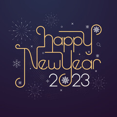Happy New 2023 Year elegant design vector illustration of color logo