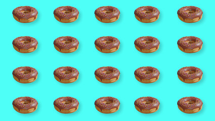 Donut with colorful sprinkles isolated on colorful background 3d rendering