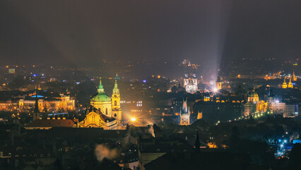 Naklejka na ściany i meble Cloudy night in Prague
