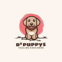 Mascot Cartoon Character Puppy Logo Design Vector Illustration Template Idea