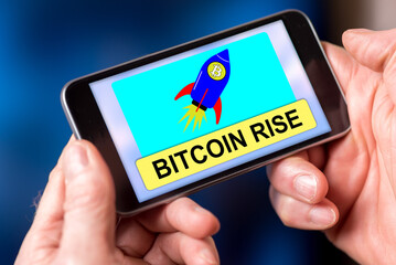 Bitcoin rise concept on a smartphone