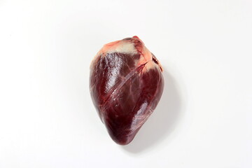 Raw animal - deer -  heart isolated on a white background