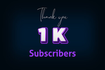 1 K subscribers celebration greeting banner with Purple 3D Design