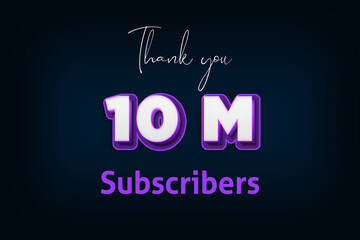 10 Million subscribers celebration greeting banner with Purple 3D Design