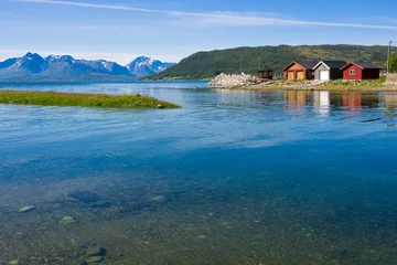 Fototapete Rund Estuary of Fiskelva river to Oksfjorden, Norway © Mariusz Świtulski