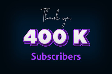 400 K  subscribers celebration greeting banner with Purple 3D Design