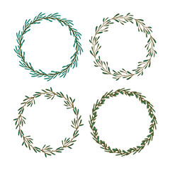 Christmas wreaths with evergreen leaves. Round floral wreath for Christmas. Vector Christmas wreath.  - 547966880