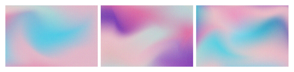 Set of grainy gradients in pastel colors. Abstract vintage texture. Blurred gradient background with grain texture. Gradient background. For brochures, flyers, catalogs, branding, business card.