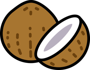 Coconut shell and half cut Style style line colorful