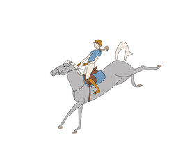 Young rider tries to sit on a kicking horse