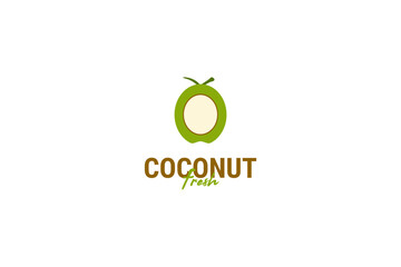 Flat coconut icon logo design vector template illustration