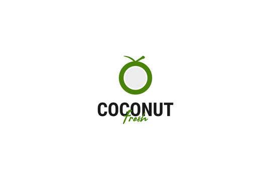 Flat coconut icon logo design vector template illustration