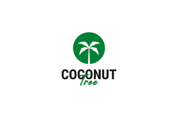 Flat coconut tree logo design vector template illustration