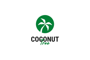 Flat coconut tree logo design vector template illustration