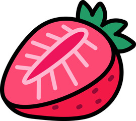 Strawberry half cut Style style line colorful