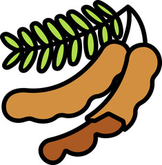 Tamarind with one peeled Style style line colorful
