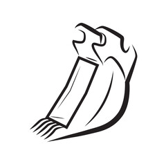 Excavator bucket vector isolated on white. Machinery equipment.