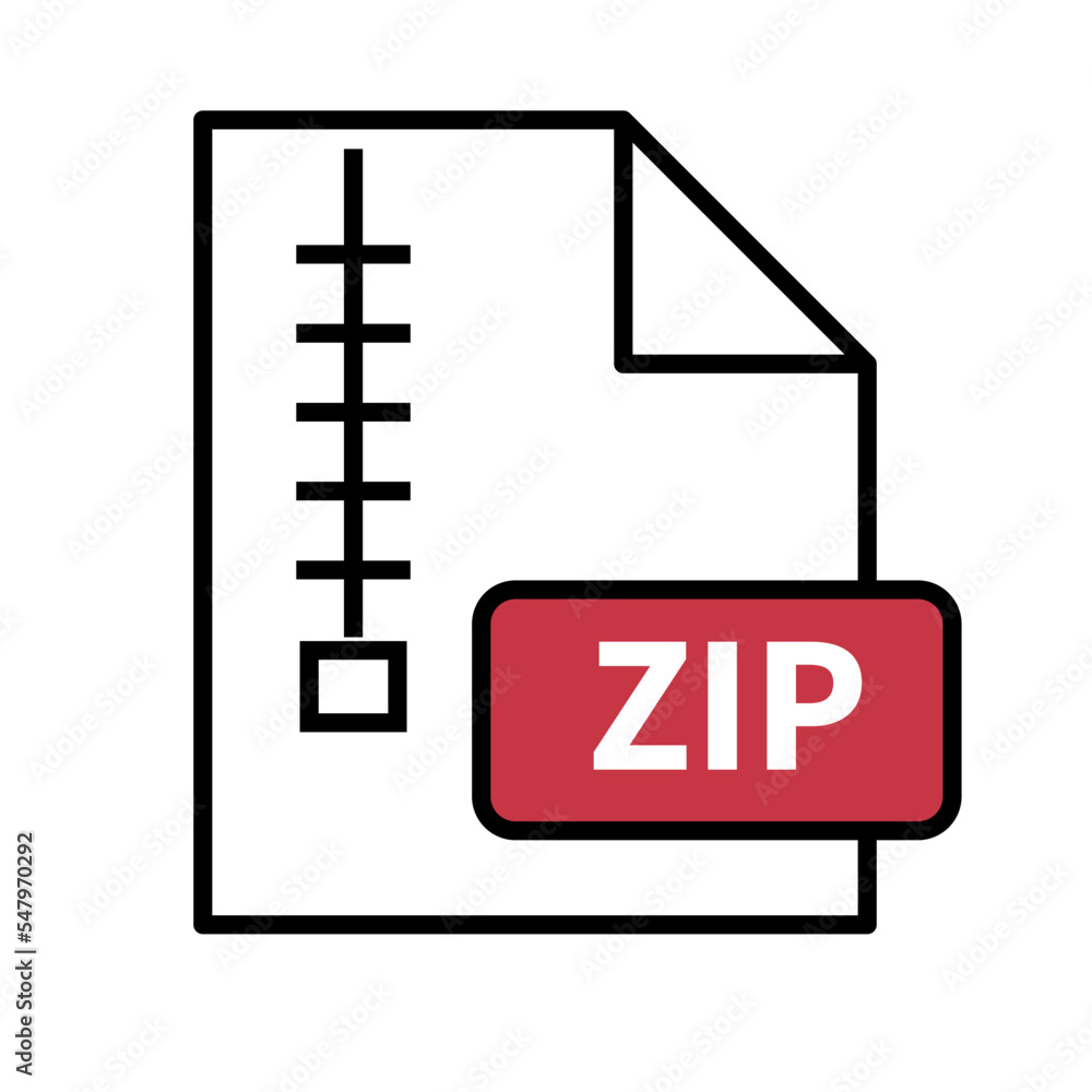 Poster red zip file icon. compressed file. archive. vector.