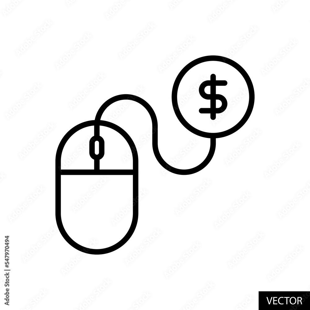 Poster pay per click vector icon in line style design for website, app, ui, isolated on white background. e