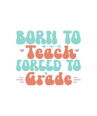 Retro Teacher SVG Bundle, Teacher Life svg, Retro Wavy Text svg, Teacher PNG, Gift for Teacher, Groovy Teacher svg, Back to school svg