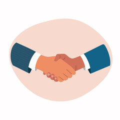 Male handshake of business partners.Vector cartoon flat style illustration