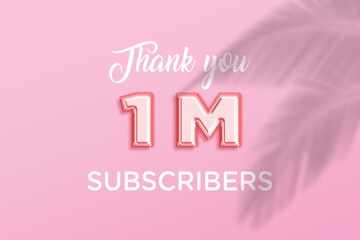 1 Millionillion subscribers celebration greeting banner with Rose gold Design
