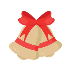 Vector golden Christmas bells with Red Bow isolated on a white background.
