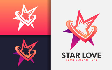 Obraz premium Star Love Logo Design. Creative Star Combined with Heart Shape Concept. Trendy Vector Logo Illustration.
