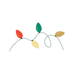 Christmas decorations ribbon light garlands. Holiday decor.