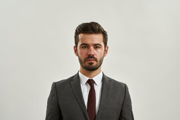 Portrait of confident businessman look at camera
