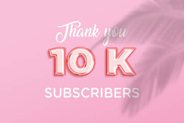 10 K subscribers celebration greeting banner with Rose gold Design