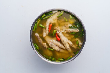 Hot & Spicy Pork Neck Bones Soup white background