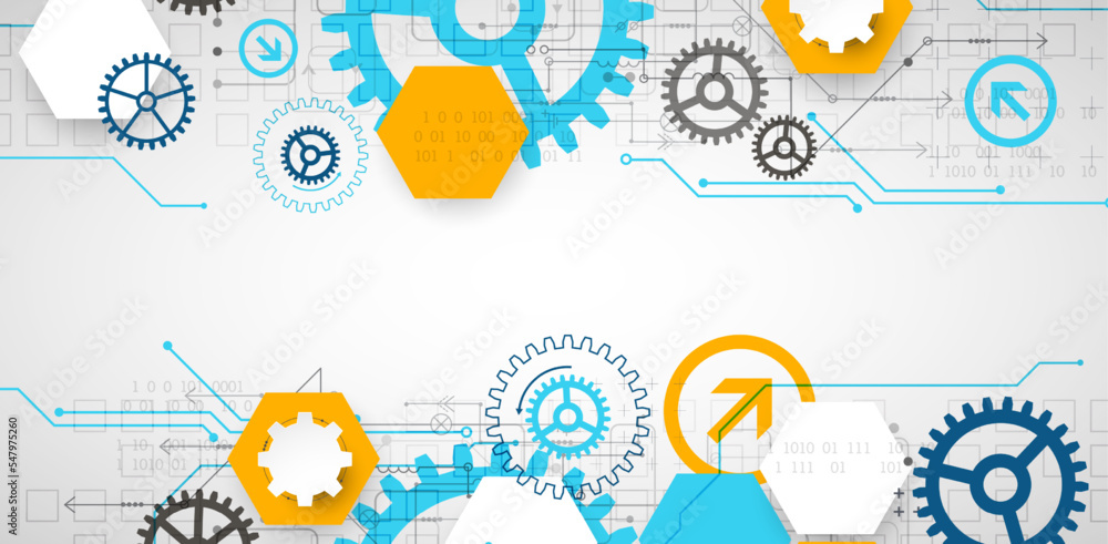 Wall mural abstract technology concept. circuit board, high computer color background. vector illustration with