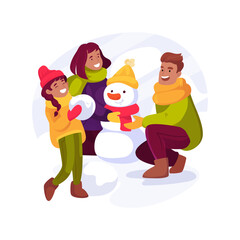 Obraz na płótnie Canvas Make a snowman isolated cartoon vector illustration.