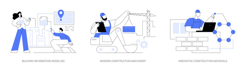 Construction technology innovation abstract concept vector illustrations. - obrazy, fototapety, plakaty